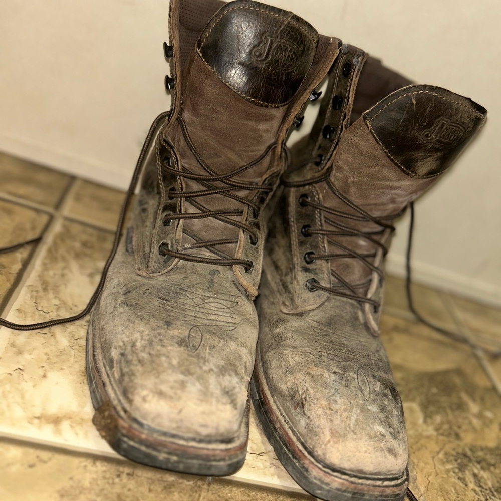 Justin work Boots Brown Leather Men's Boots